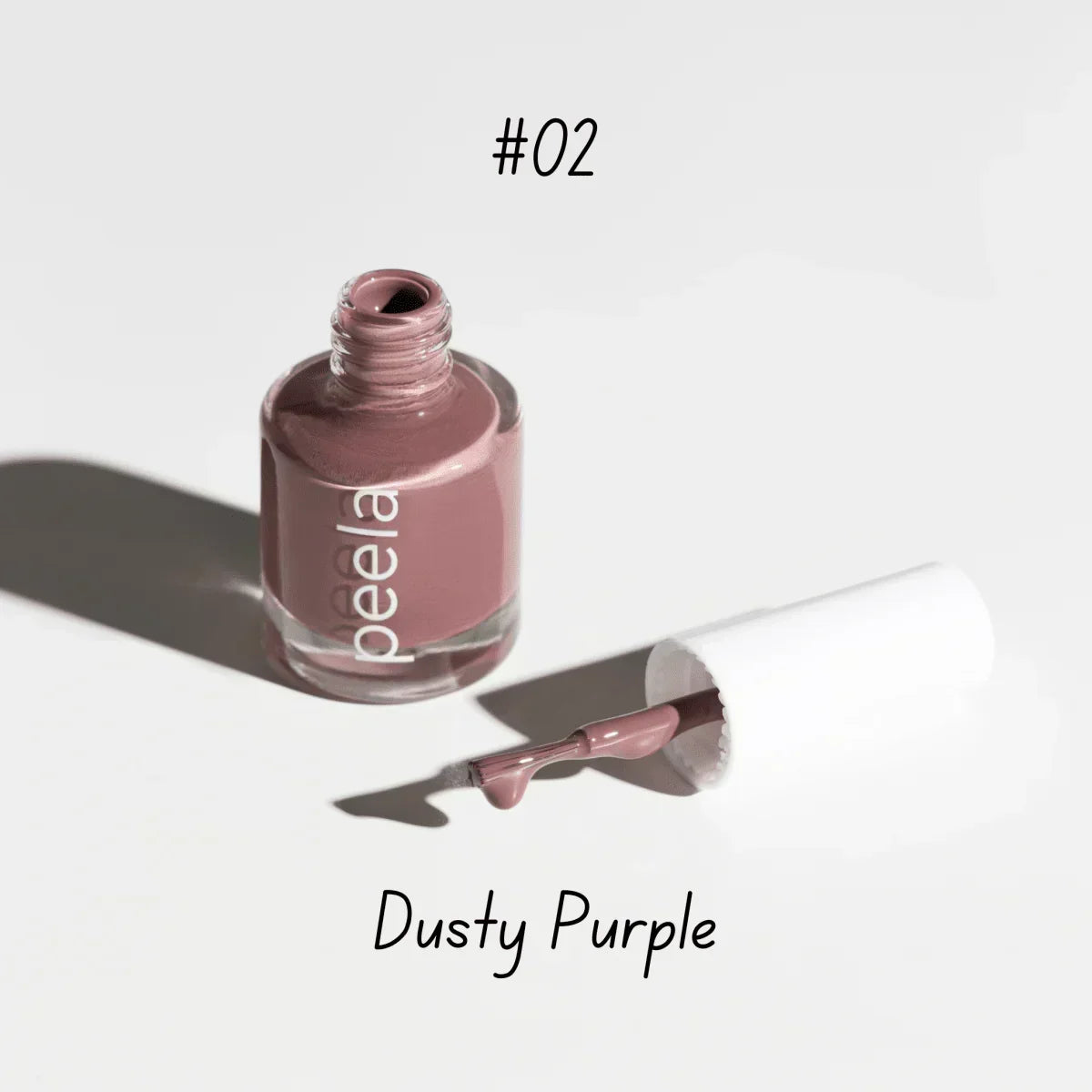 Dusty Purple peelable nail polish in shade #02, safe and remover-free for all styles.