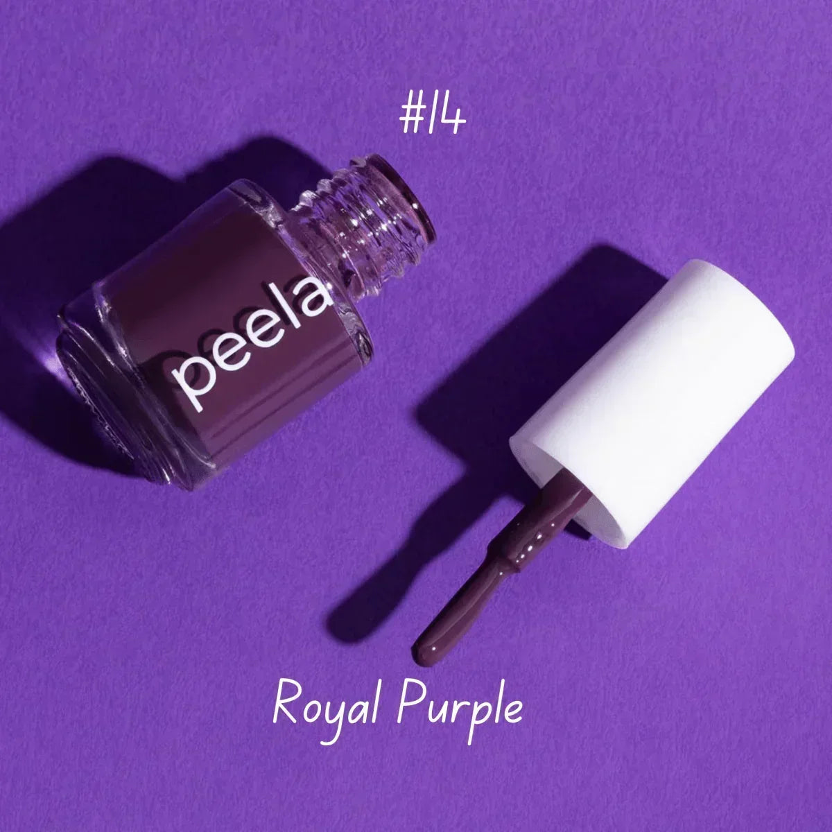 Peela #14 Royal Purple peelable nail polish bottle with brush, remover-free formula