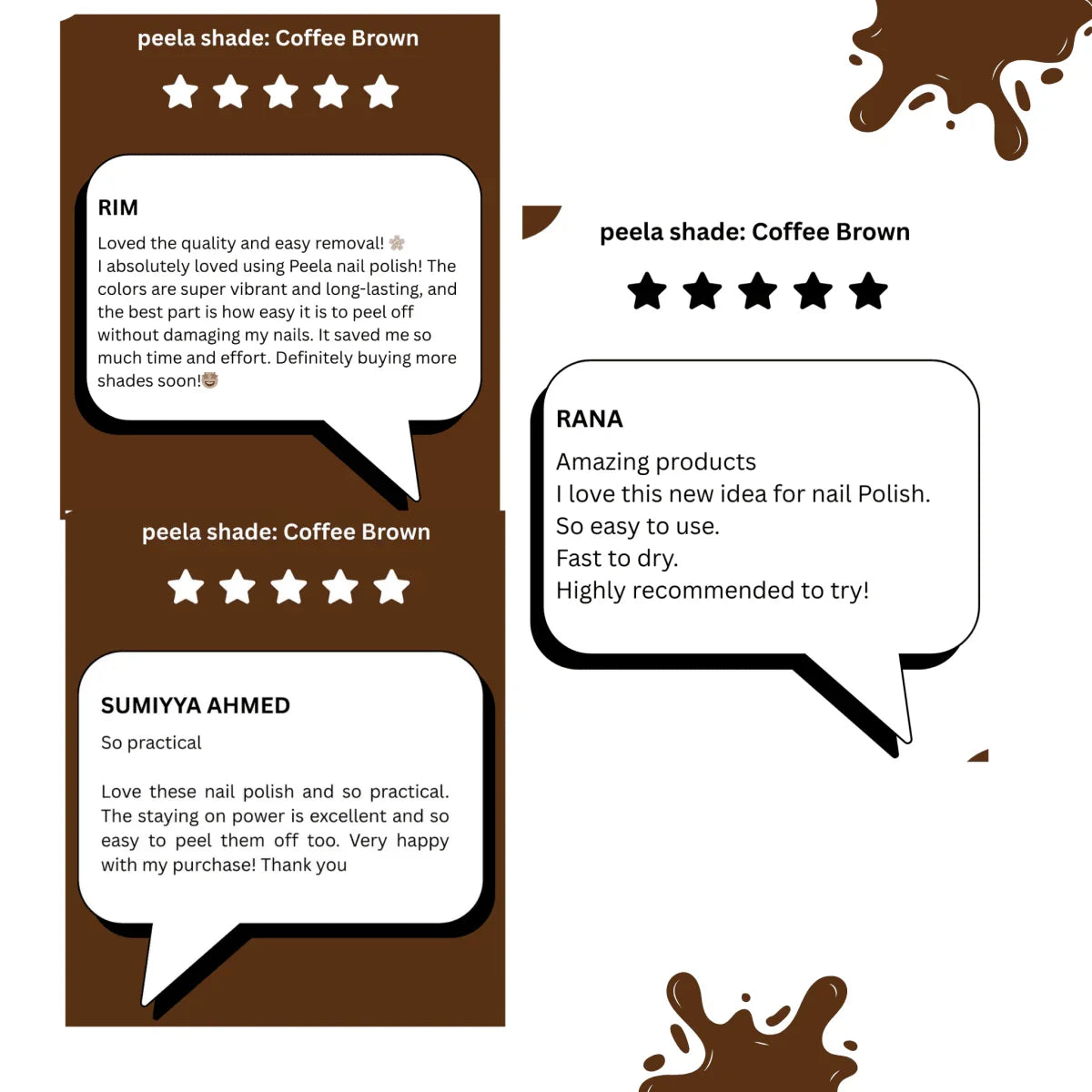 Peelanails Coffee Brown peelable nail polish reviewed as easy to use, long-lasting, and vibrant.