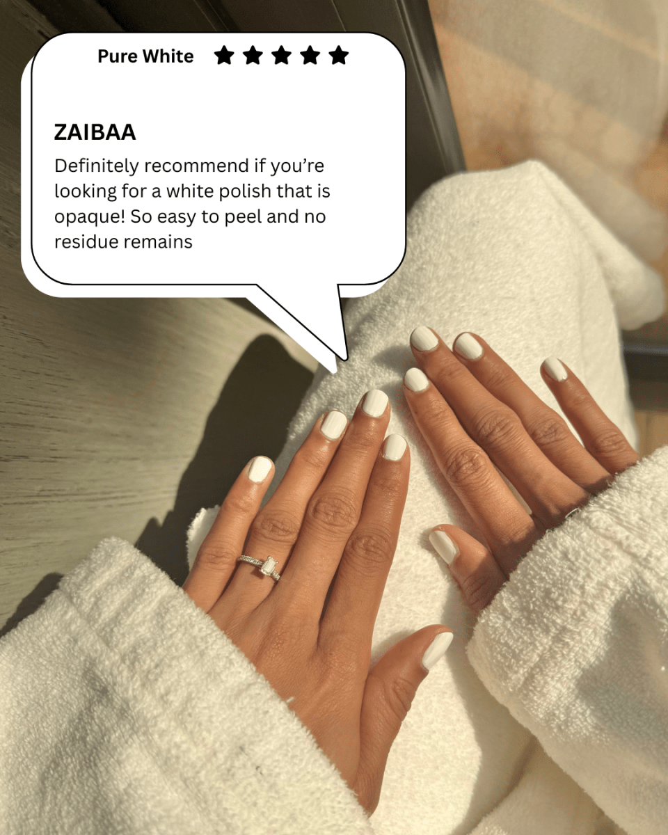 Pure White 01 - 10ml - peelanails - peela - peelable - peelablenailpolish - nailpolish - 5ml - 10ml - bundles