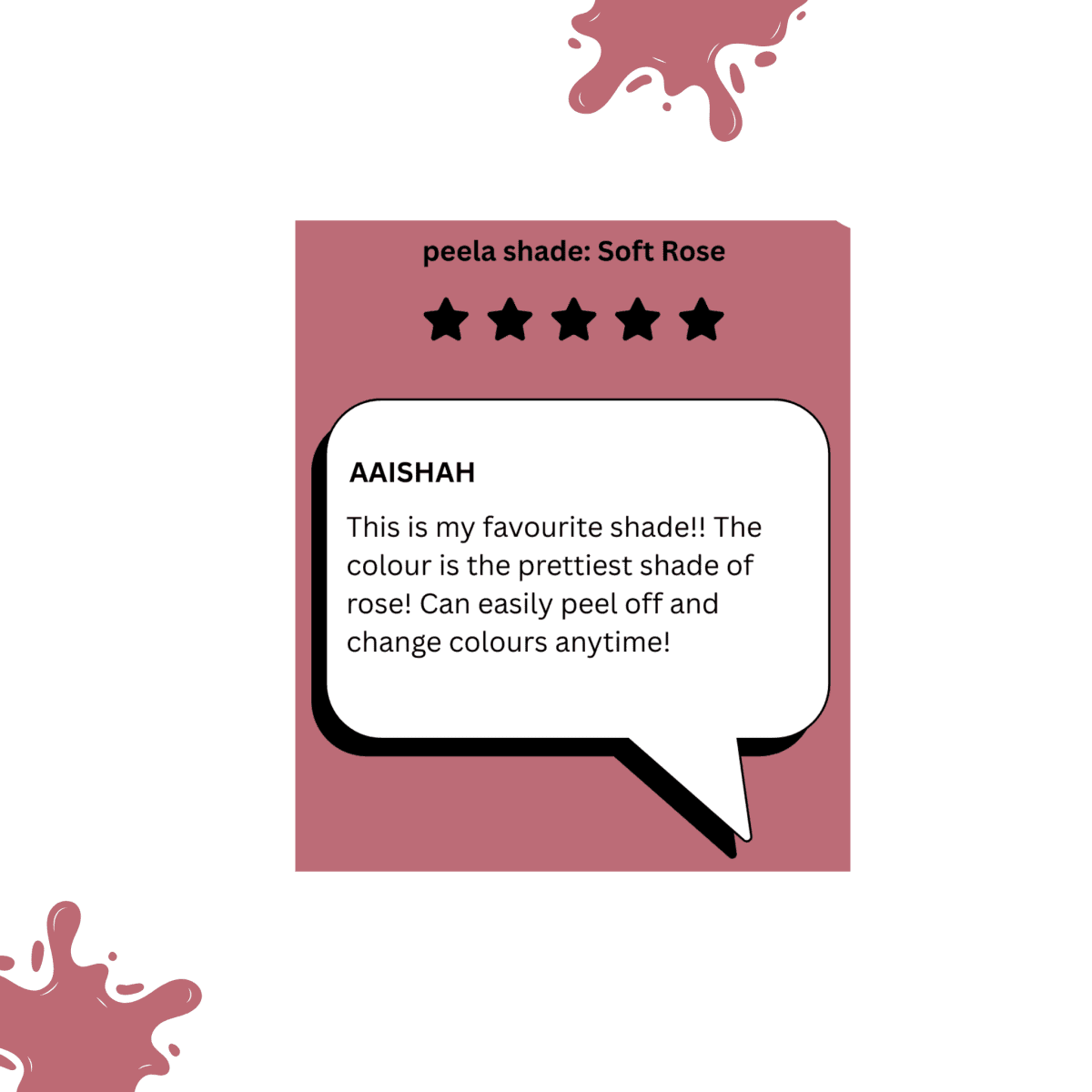 Peelanails Soft Rose peelable nail polish review, five-star rating, customer testimonial