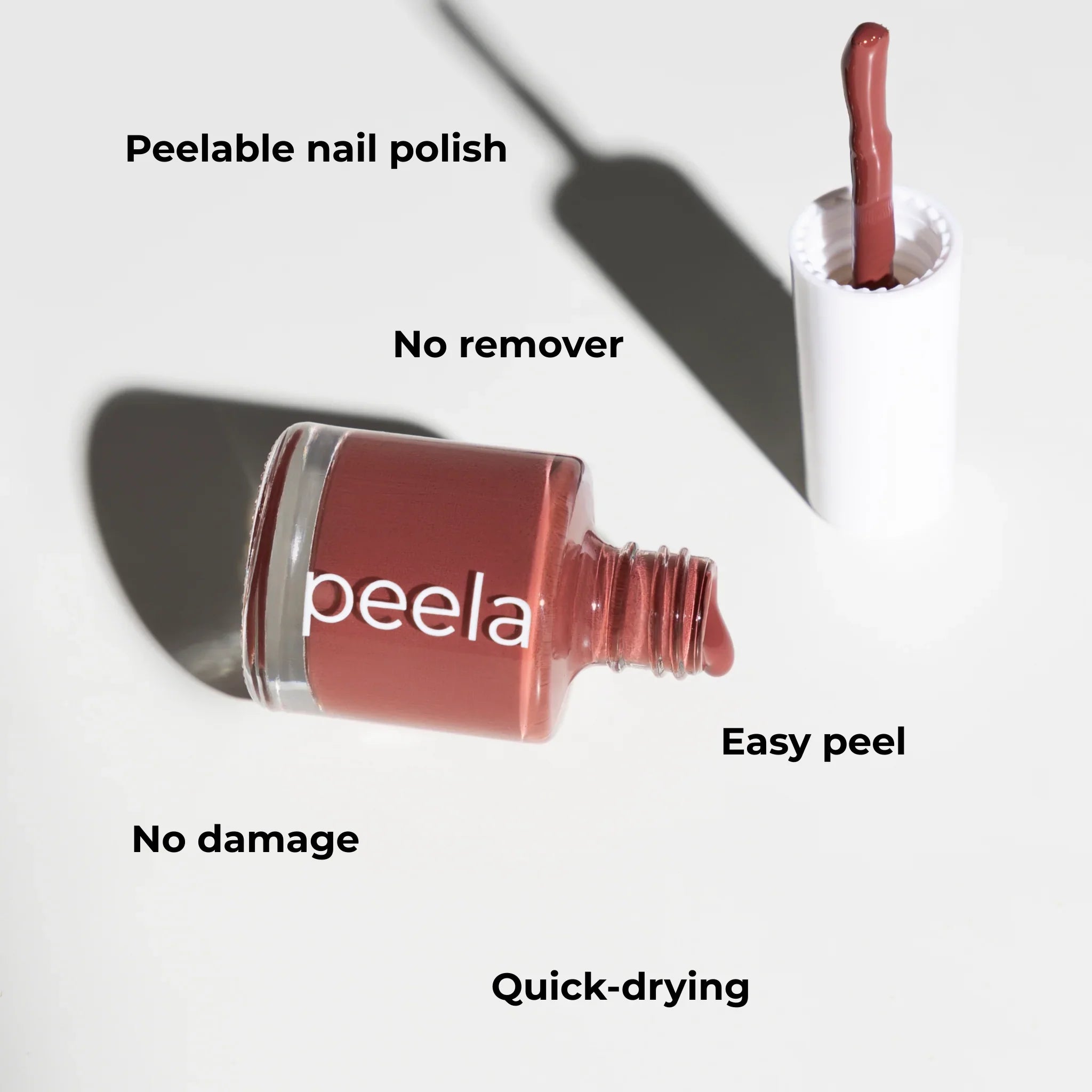 Peela peelable nail polish in Deep Rose, easy peel, quick-drying, no remover, no damage