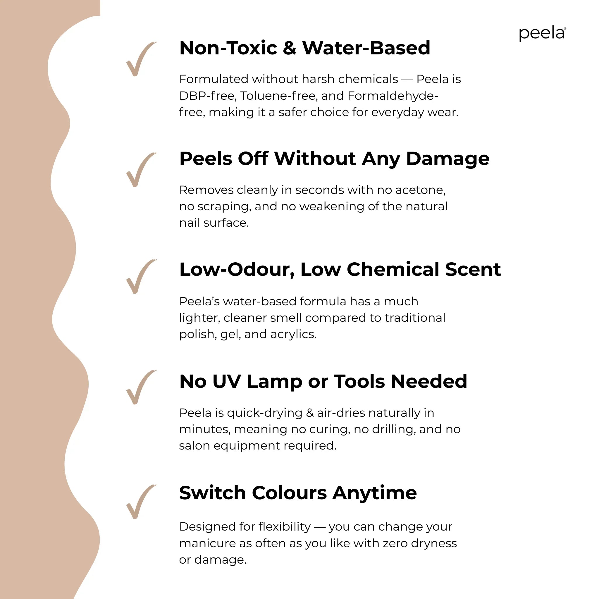 Peelanails Simply Beige 10ml facts highlight non-toxic, water-based, peelable nail polish advantages
